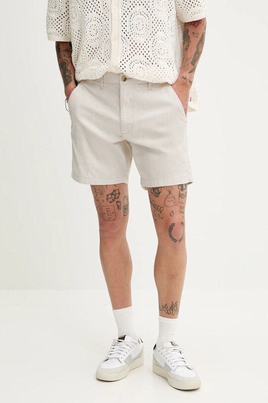 Hollister Co. pantaloni scurți din amestec de in panza bej KI328.5167.178