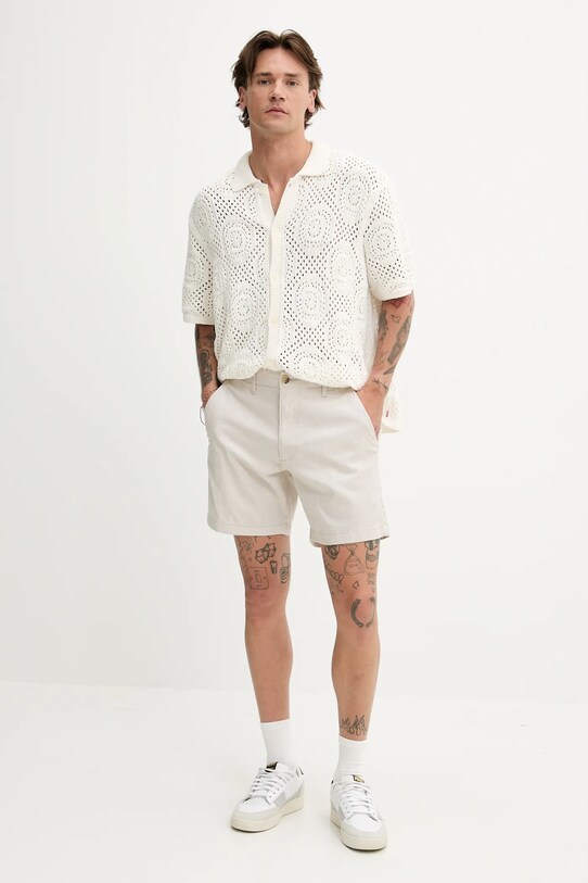 Hollister Co. pantaloni scurți din amestec de in KI328.5167.178 bej SS25