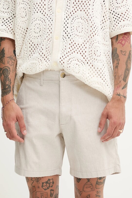 Hollister Co. pantaloni scurți din amestec de in bej KI328.5167.178