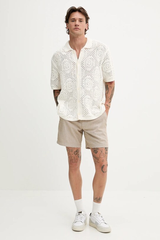 Hollister Co. pantaloni scurți din amestec de in KI328.5167.400 bej SS25