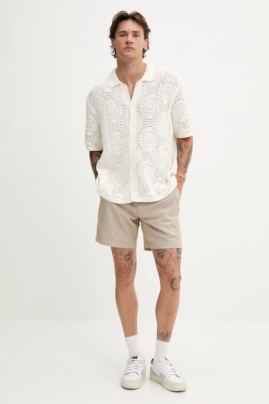 Hollister Co. pantaloni scurți din amestec de in KI328.5167.400 bej SS25