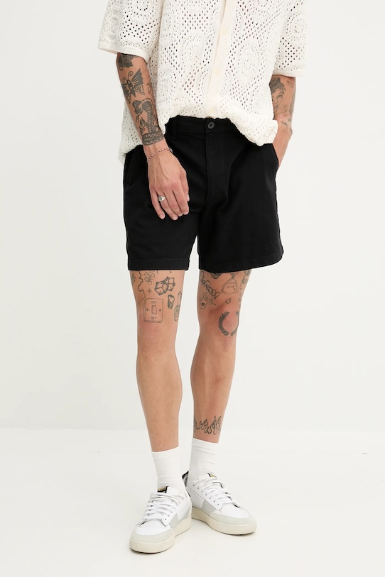 Hollister Co. pantaloni scurți din amestec de in negru KI328.5167.900