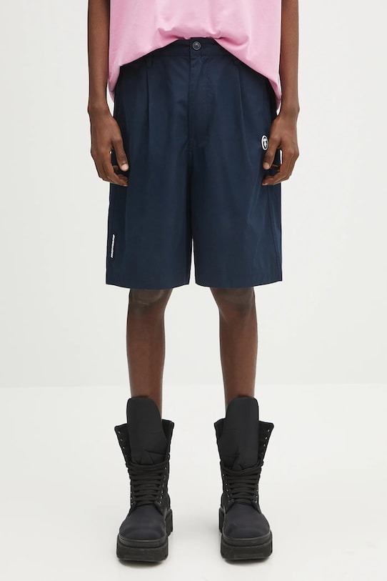 Bavlněné šortky AAPE Now Woven bavlna námořnická modř AAPSPMB670XXO