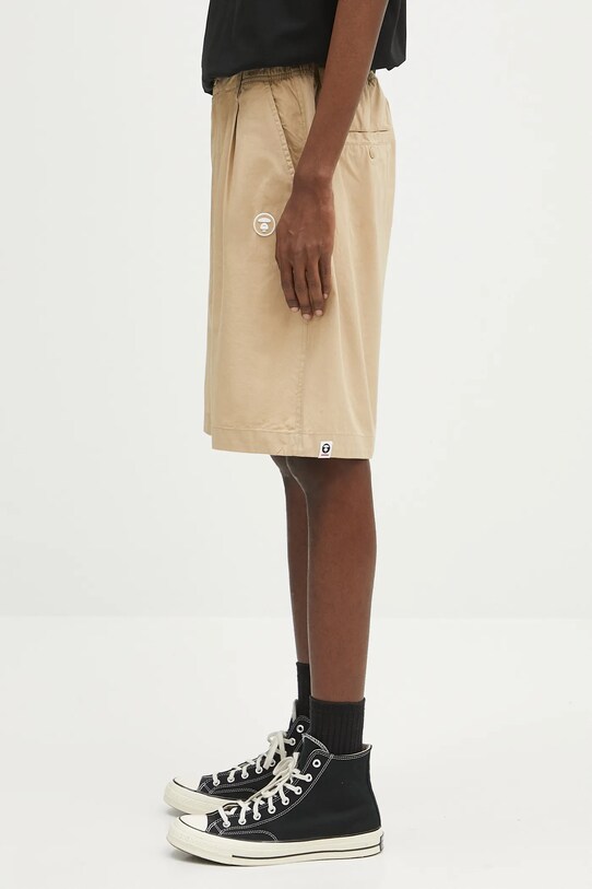 AAPE cotton shorts Now Woven AAPSPMB670XXO beige SS25