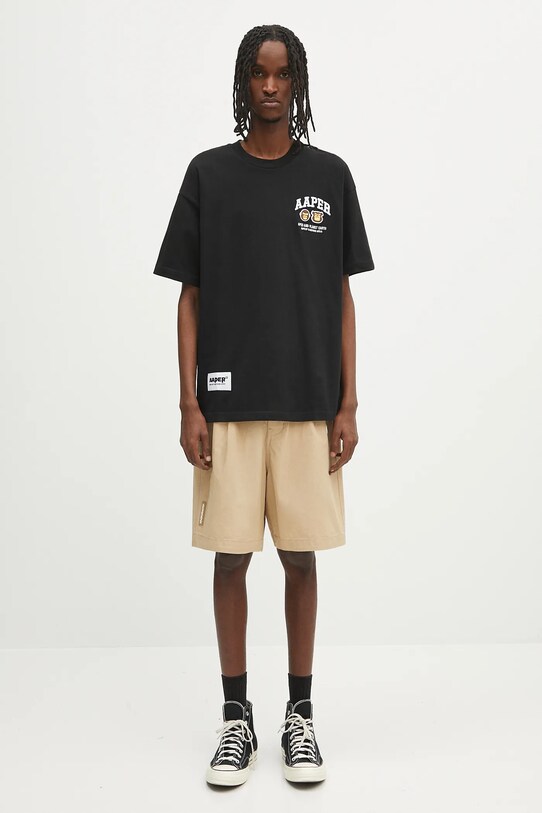 AAPE cotton shorts Now Woven AAPSPMB670XXO beige