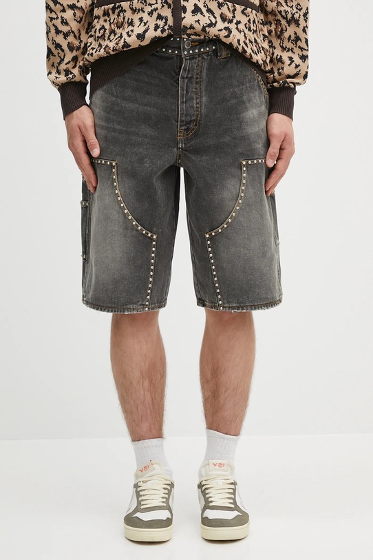 Παιδικό σορτς τζιν A Bathing Ape Studded Heavy Wash Relaxed Fit 13Oz Denim ύφασμα γκρί 1L30151303