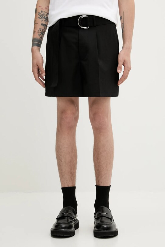 Nanushka wool blend shorts OLLIE fabric black NM25SSST12699
