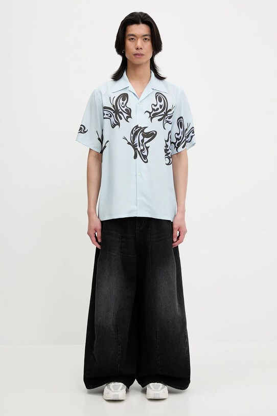 Košeľa Needles x Kae Tanaka S/S One-Up QV432 modrá