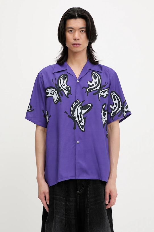 Πουκάμισο Needles x Kae Tanaka S/S One-Up χαλαρό μωβ QV432