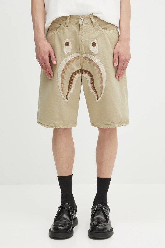 Pamučne kratke hlače A Bathing Ape Shark garment dye pamuk bež 1L30151001