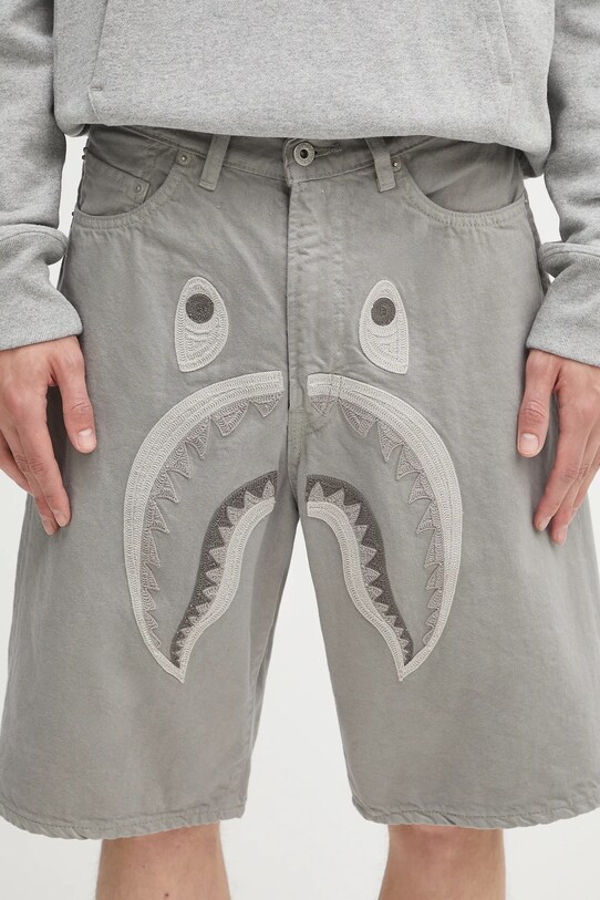 A Bathing Ape szorty bawełniane Shark garment dye szary 1L30151001