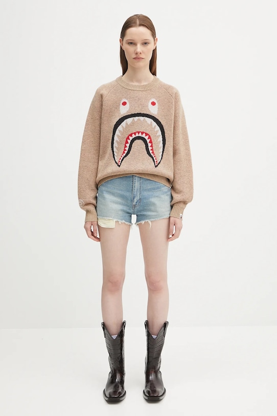 Дънков къс панталон A Bathing Ape Crystal APE head 1L30251001 син