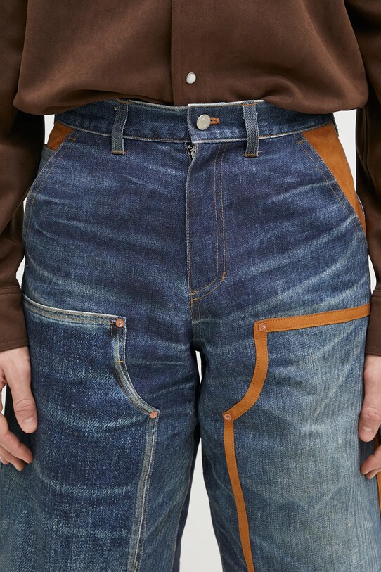 Andersson Bell szorty jeansowe Denim Trompe L`Oeil Double Knee apa786u granatowy