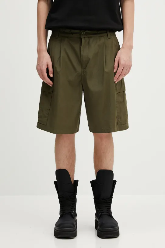Carhartt WIP szorty bawełniane Cole Cargo Short gładkie zielony I030478.4102