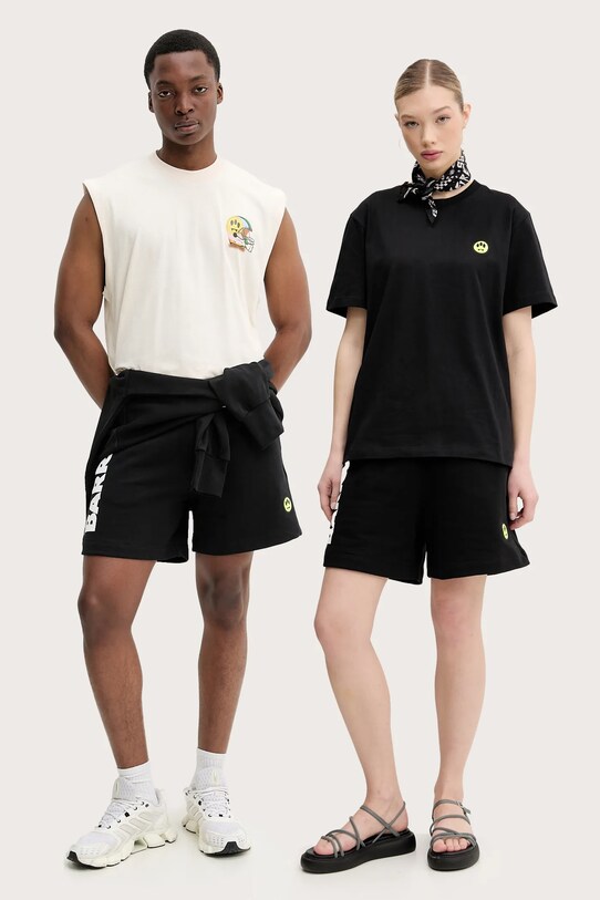 Памучен къс панталон Barrow памук черен S5BWUABE089