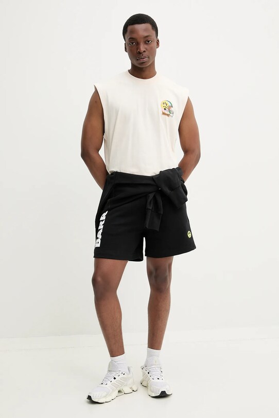 Памучен къс панталон Barrow черен S5BWUABE089