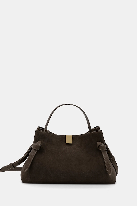 Yuzefi torebka zamszowa GYOZA nie mieści A4 brązowy YUZRS25.HB.GZ.S018