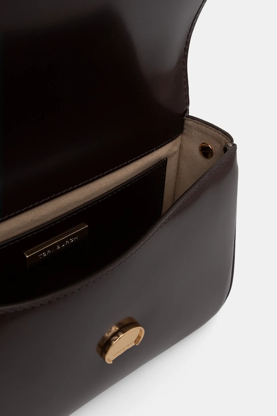 Accesorii Tory Burch poseta de piele Robinson 161943.616 maro