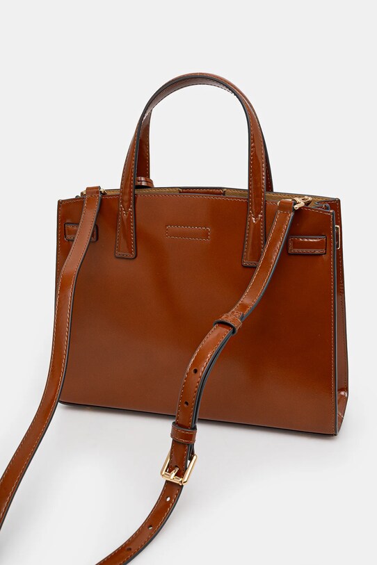 Accesorii Tory Burch poseta de piele Robinson 166201.223 maro