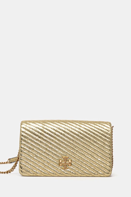 Кожена чанта Tory Burch Kira гладка кожа злато 162140.700