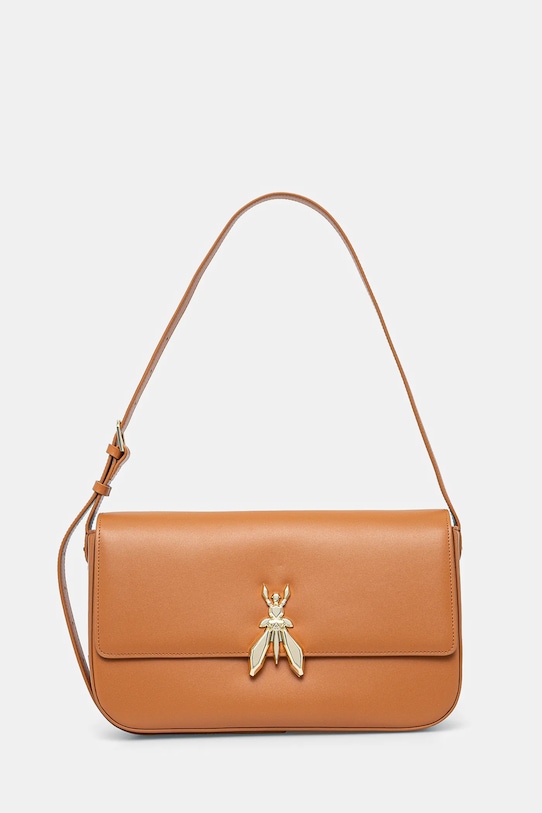 Patrizia Pepe torebka skórzana nie mieści A4 brązowy 8B0238.L061