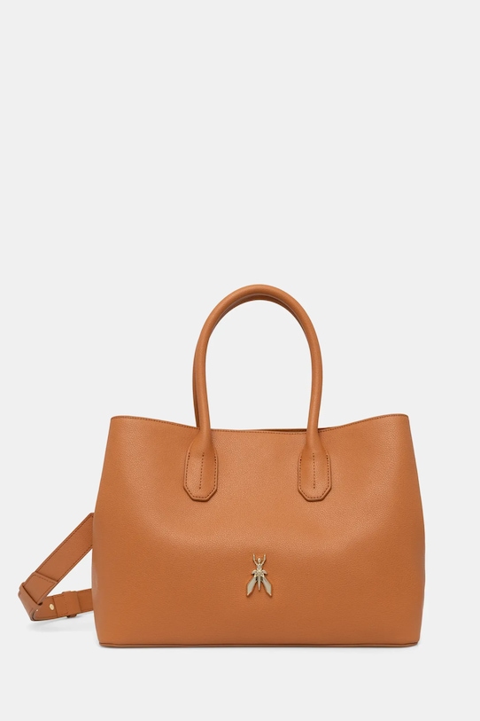 Kožená kabelka Patrizia Pepe přírodní kůže hnědá 8B0239.L001