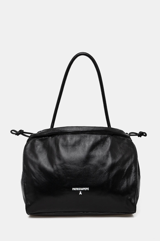 Шкіряна сумочка Patrizia Pepe лицьова шкіра чорний 8B0248.L147
