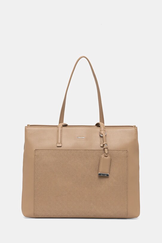 Calvin Klein torebka imitacja skóry licowej beżowy K60K612774