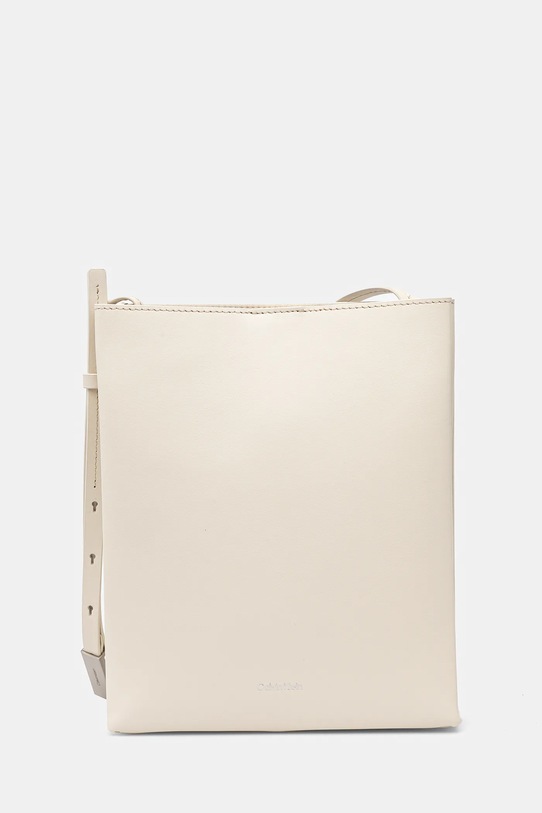 Kožna torba Calvin Klein bez uzorka bež LV04F3005G