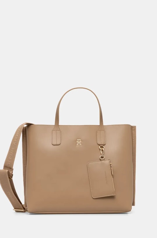 Kabelka Tommy Hilfiger hladký béžová AW0AW17335