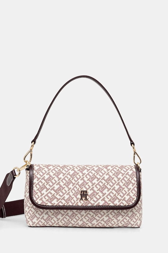 Torba Tommy Hilfiger imitacija zrnate kože bordo AW0AW17341