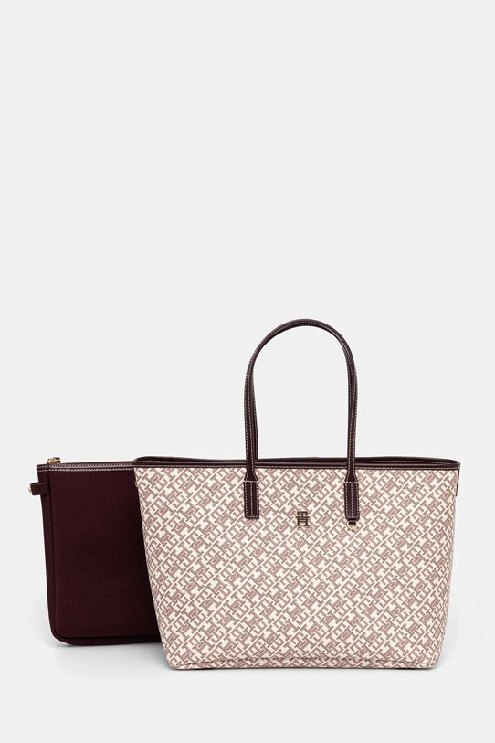 Τσάντα Tommy Hilfiger απομίμηση λείου δέρματος μπεζ AW0AW17379