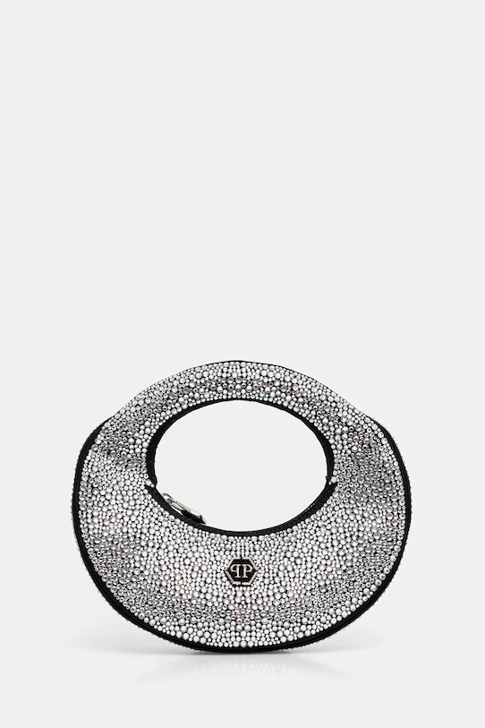 Philipp Plein poșetă de piele nu incape in A4 argintiu PAEA.WBA2096.PLE009N