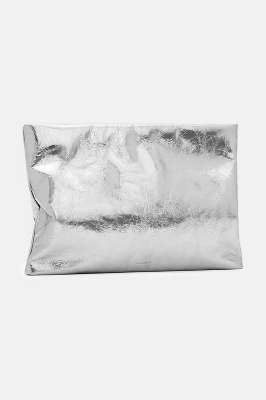 Kožená kabelka AllSaints BETTINA W019XZ stříbrná SS25