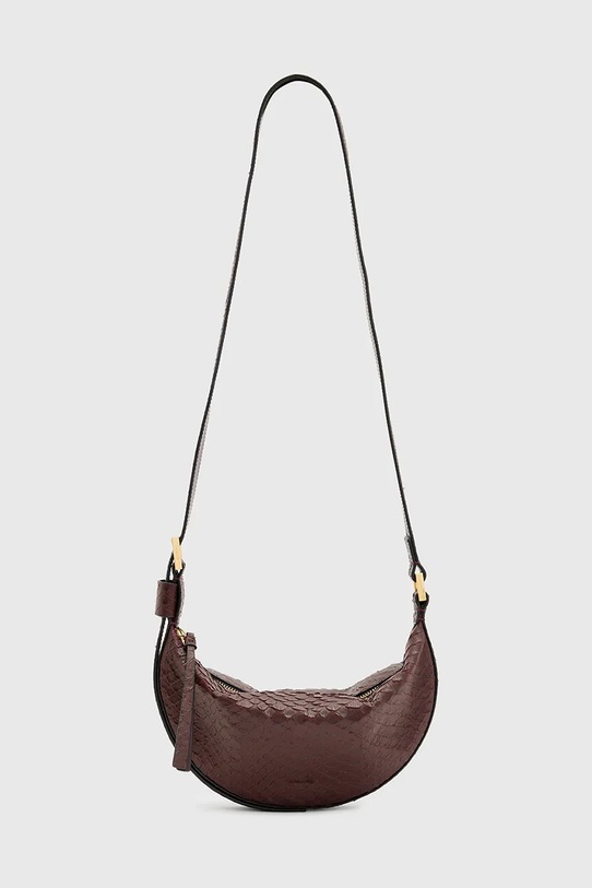 Kožená kabelka AllSaints HALFMOON SNAKE přírodní kůže burgundské W387XB