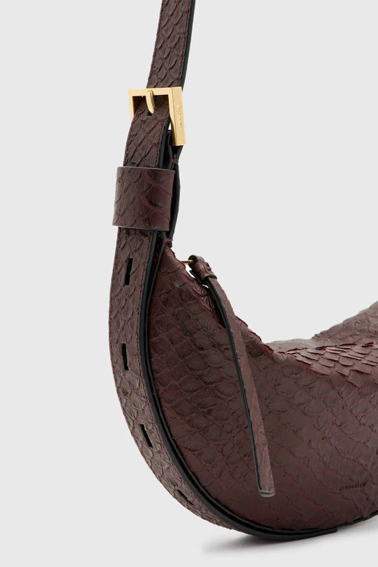 Doplňky Kožená kabelka AllSaints HALFMOON SNAKE W387XB burgundské