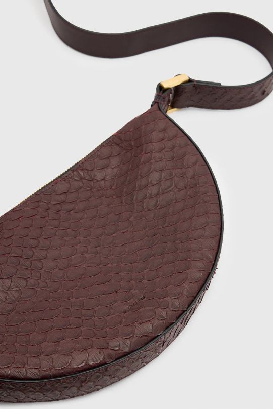 Kožená kabelka AllSaints HALFMOON SNAKE W387XB burgundské