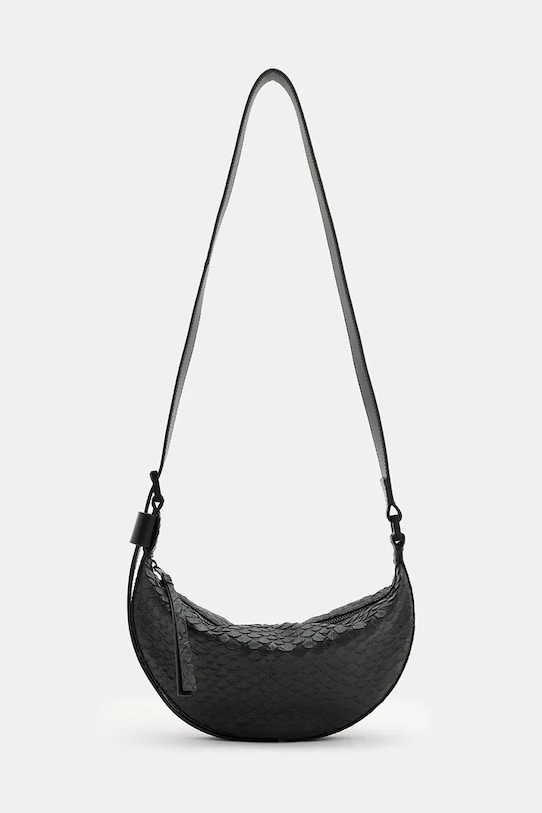 Kožená kabelka AllSaints HALFMOON SNAKE přírodní kůže černá W387XB