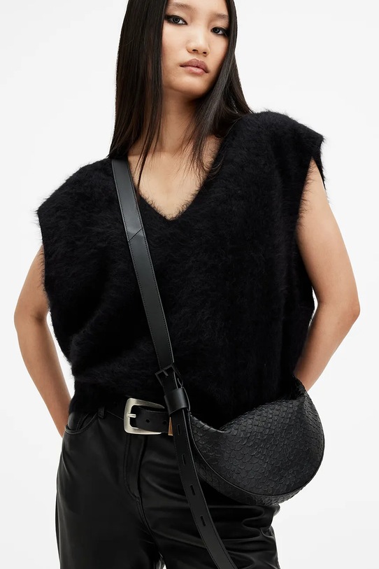 Kožená kabelka AllSaints HALFMOON SNAKE W387XB