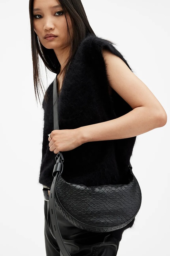 Kožená kabelka AllSaints HALFMOON SNAKE W387XB