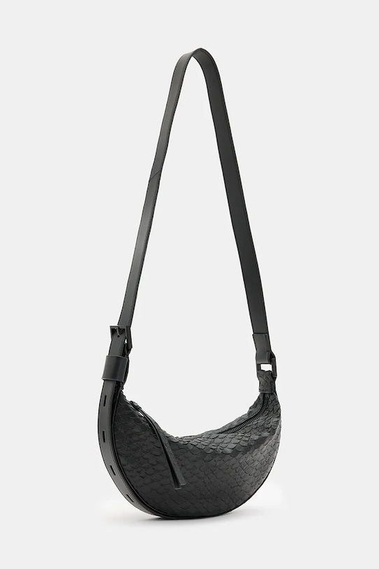 Kožená kabelka AllSaints HALFMOON SNAKE W387XB černá SS25
