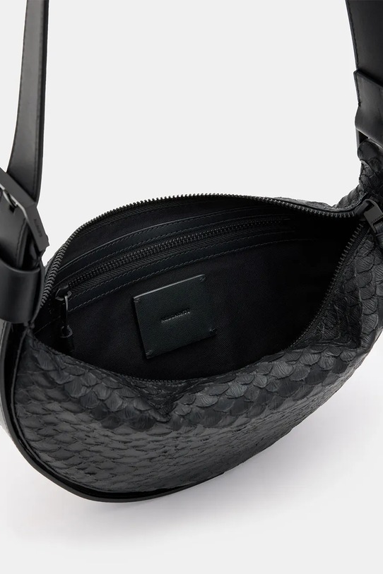 Kožená kabelka AllSaints HALFMOON SNAKE černá W387XB
