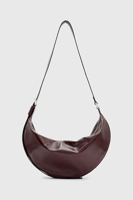 Шкіряна сумочка AllSaints HALF MOON лицьова шкіра бордо W394XB