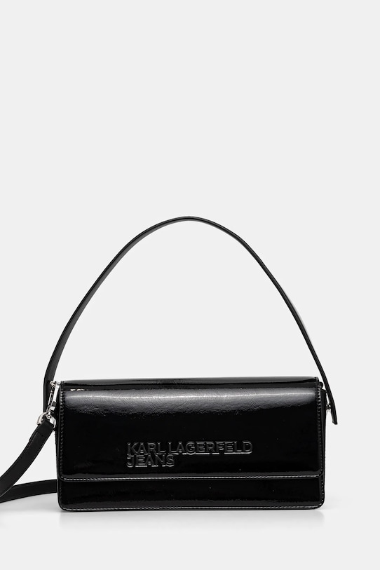Kabelka Karl Lagerfeld Jeans imitácia lakovanej kože čierna A1W30257
