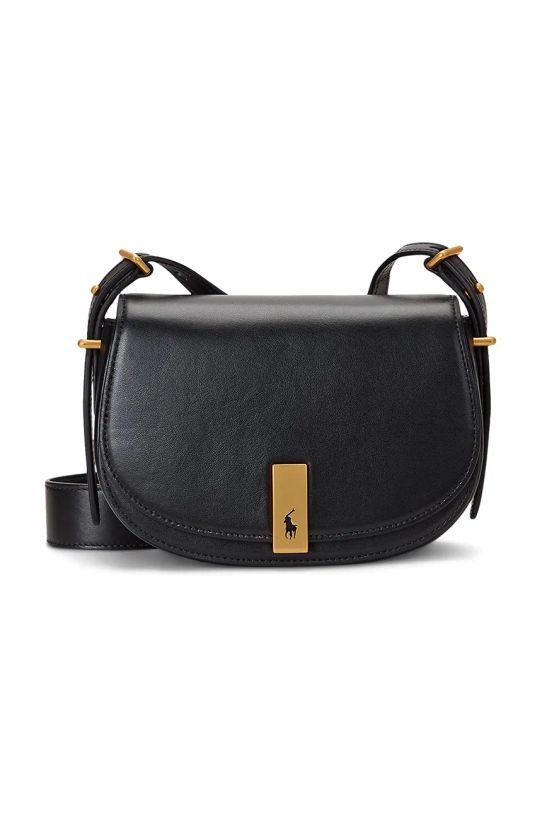 Polo Ralph Lauren borsa a mano in pelle semplice nero 428891391