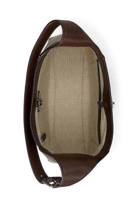 Δερμάτινη τσάντα Lauren Ralph Lauren καφέ 431956790