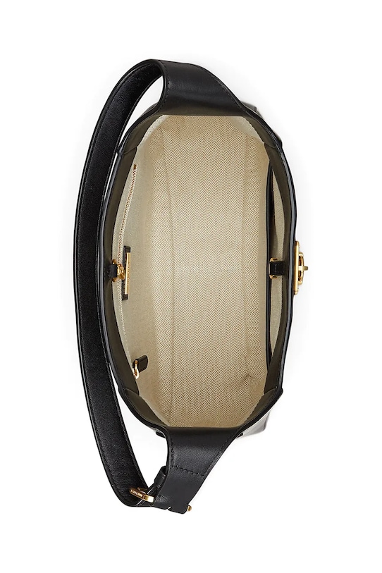 Δερμάτινη τσάντα Lauren Ralph Lauren μαύρο 431956790