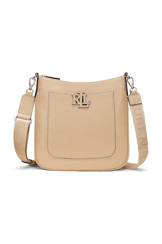 Кожена чанта Lauren Ralph Lauren гладка кожа бежов 431970152