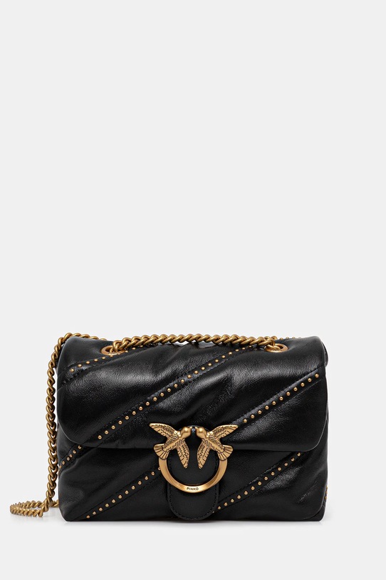 Kožna torba Pinko natpis crna 100039.A26T