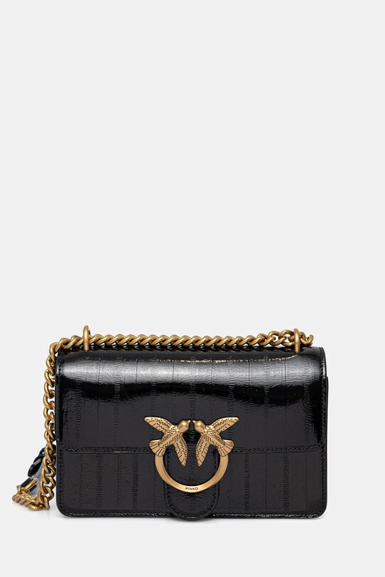 Kožená kabelka Pinko nevejde se A4 černá 100074.A1VE